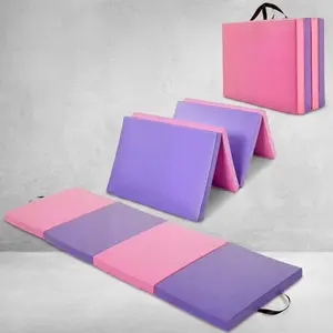 Gymnastics Mat, 6x3Ft 4-Fold Exercise Floor Mat for Home Gym, Portable 2" Thick Yoga Mat for Pilates, Aerobics, Martial Arts & Training