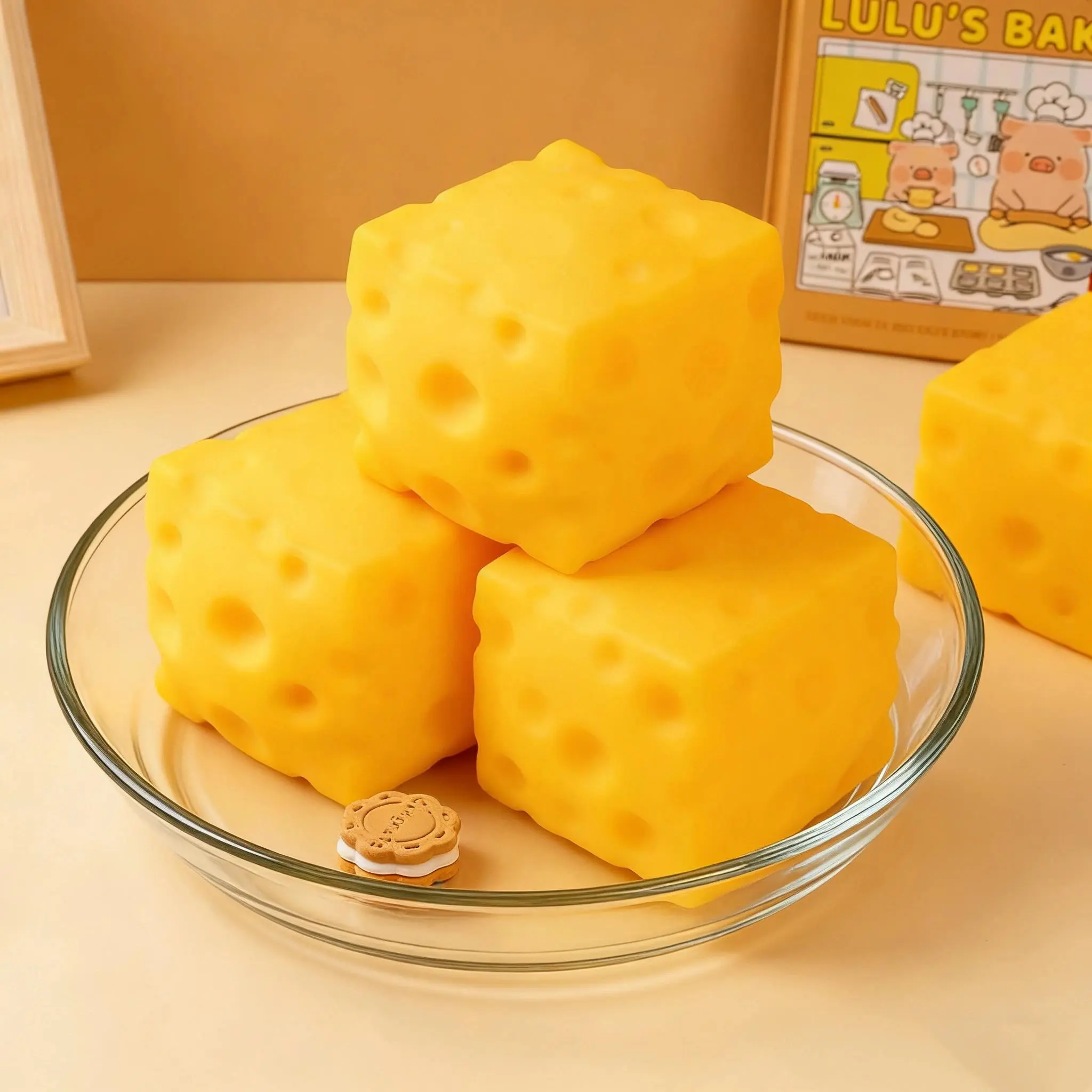 2026 new Needoh Squishy Square Cheese Squeeze Toys Slow Rebound Stress Relief Sensory Toy Soft Butter Cheese Party Toy