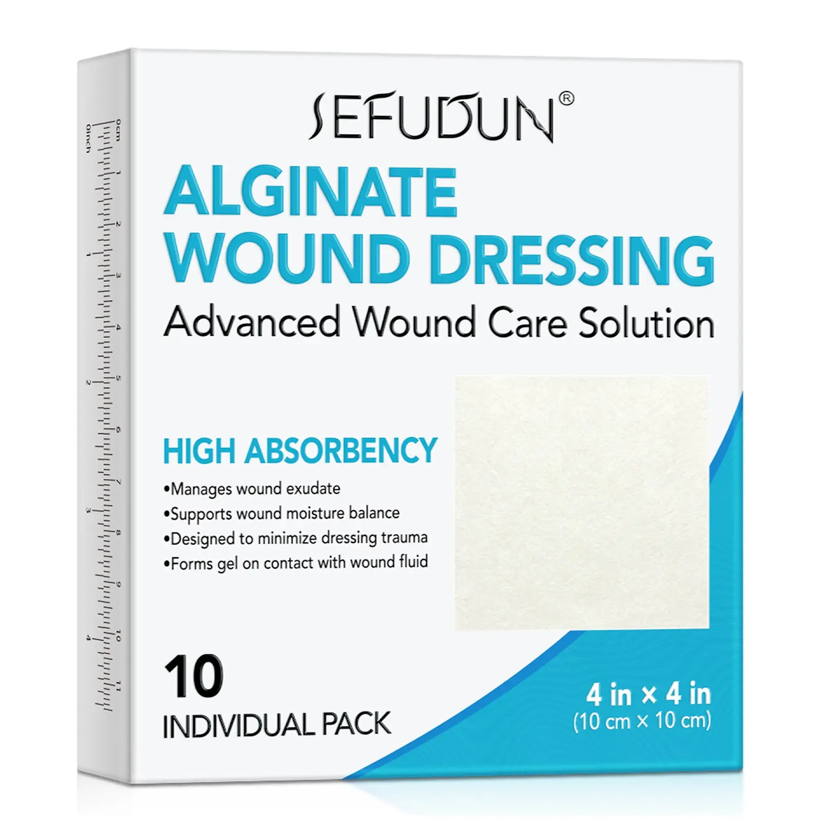 Sefudun Alginate Wound Dressing 10pcs, Soft and Comfortable Material, Prevents Cross Infection, Easy to Carry and Store