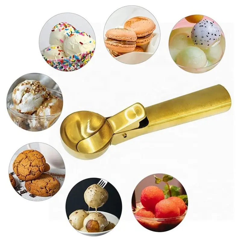 Silver Color/ Stainless Steel Ice Cream Scoop, 4.7/5.7cm Diameter, Multi-Functional Ice Cream Digger, Fruit Spoon