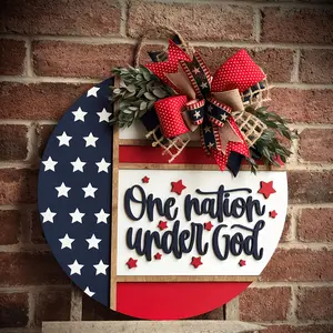 3D July 4th Independence Day Front Door Sign — Patriotic Door Wreath, American-Style Welcome Door Hanger, Welcome Sign, Door Plaque, Summer Home Decor, 3D Lettering, Porch Decor, Outdoor Signage