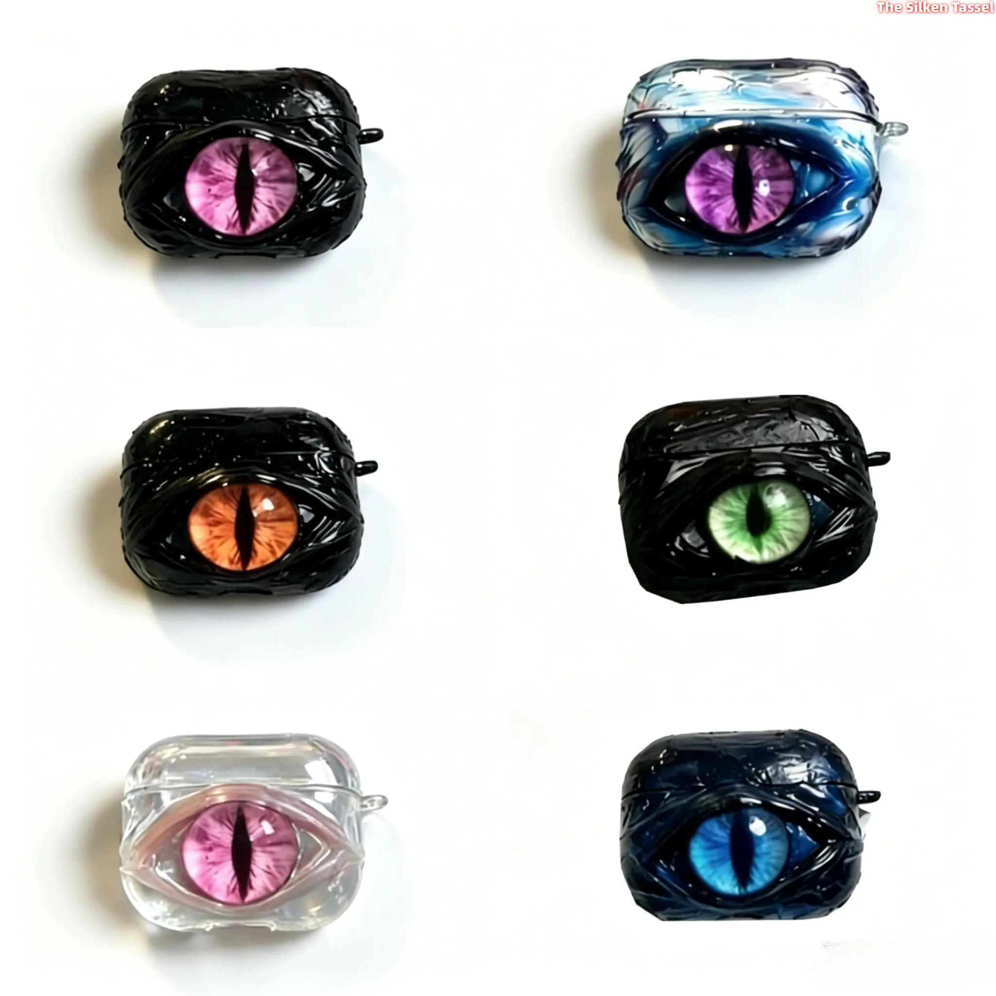 3D Textured Dragon Eye AirPods Case - Gothic Hard Shell Protective Cover for AirPods Pro 1/2, 3, 2, 1, Shockproof Fantasy Halloween Accessory with Keyring Hook, Style for Gamers (Bag Accessory), Protection, Headphone, Hard Plastic, Easy To Carry, Gothic H