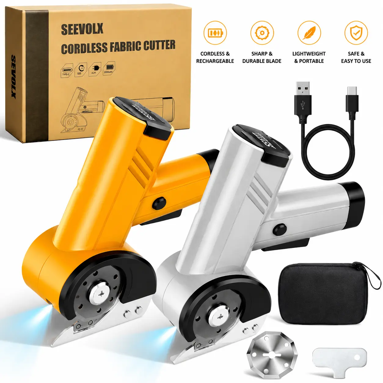 Rechargeable Steel Blade Cordless Electric Cutter with Trigger Safety Lock - Precision Cutting for DIY Crafts, Home/Studio Fabric, Craft & Carpet Projects (Car Repair Assembly & Disassembly Tool)