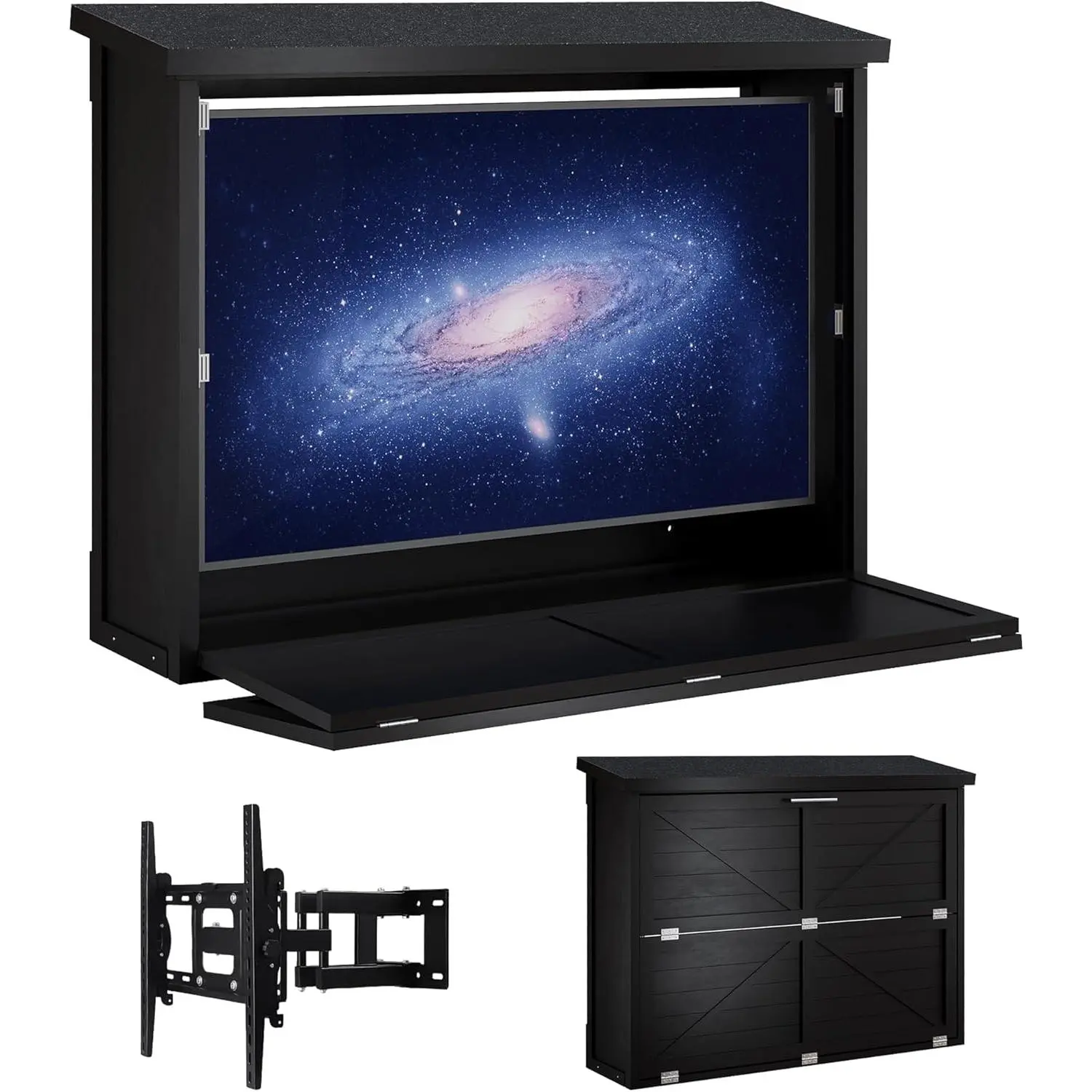 50-55" Outdoor TV Enclosure with Mount, Outside Weatherproof Hard TV Box Wall Bracket Included, Outdoor TV Box Storm Shell Protective Cabinet for Patio & Deck, Space-Saving Easy Access