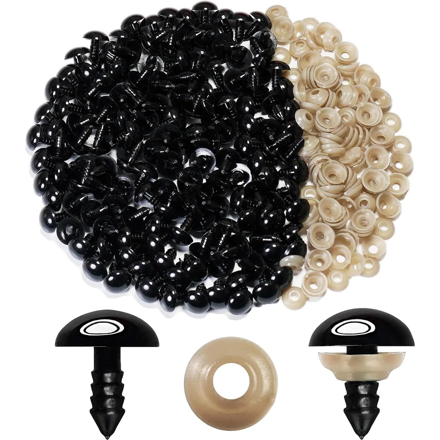 300 count 15mm  Eyes and Washers 15 mm  Eyes for Crocheting Black Crochet Eyes Craft Plastic Doll Eyes for  Doll Making