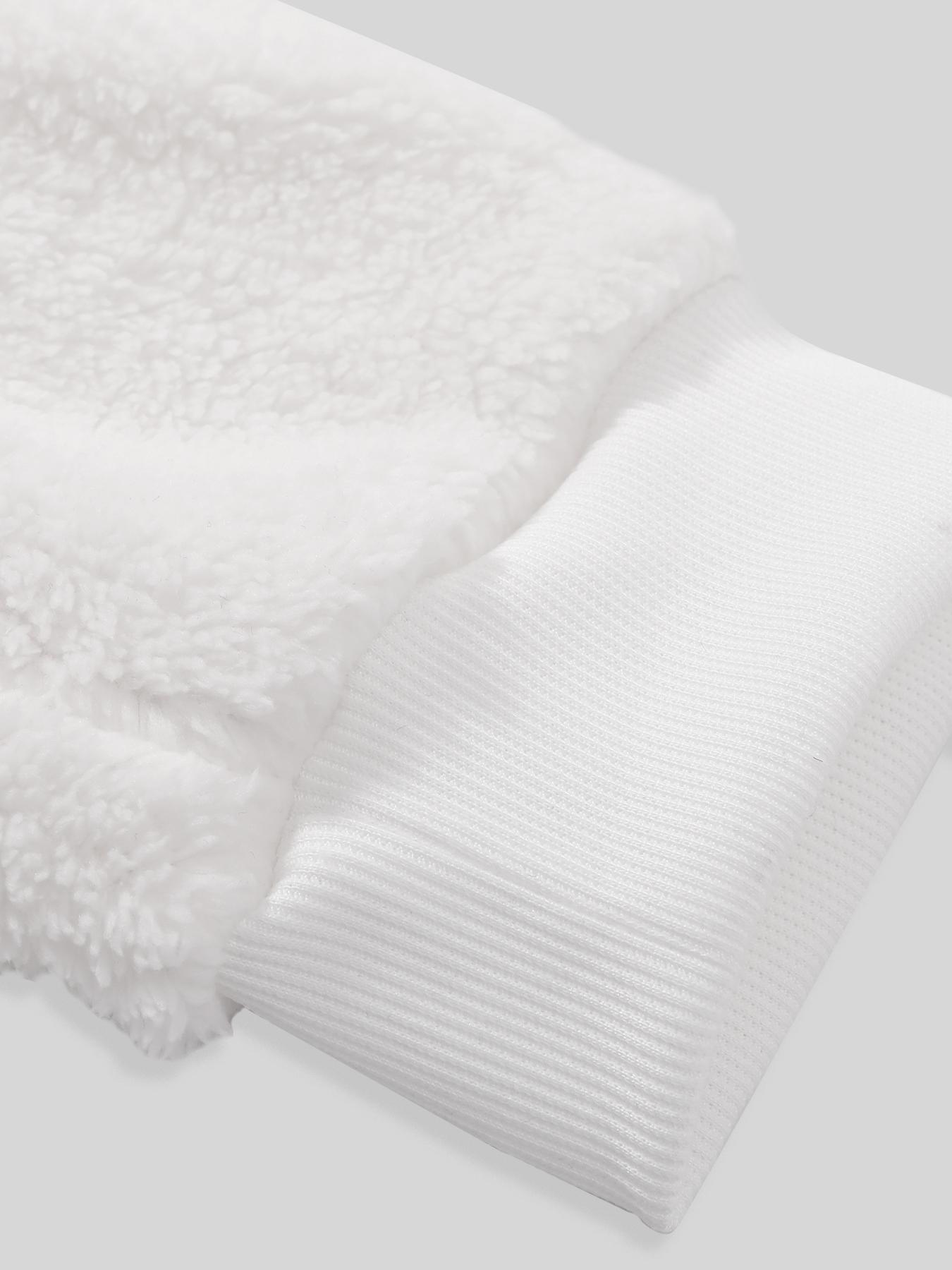 Men's Cartoon Bear Embroidery Pocket Fuzzy Knitted Hoodie, Fitted Casual Long Sleeve Hooded Sweatshirt for Fall & Winter, Men's Clothes for Daily Wear