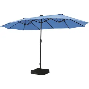 Aoxun 15ft Patio Umbrella with Base Included, Outdoor Double-Sided Rectangular Umbrella with Crank Handle & Ventilation, Large Standing Umbrella for Pool, Deck, Lawn, Backyard & Beach,outdoorfurnitureset