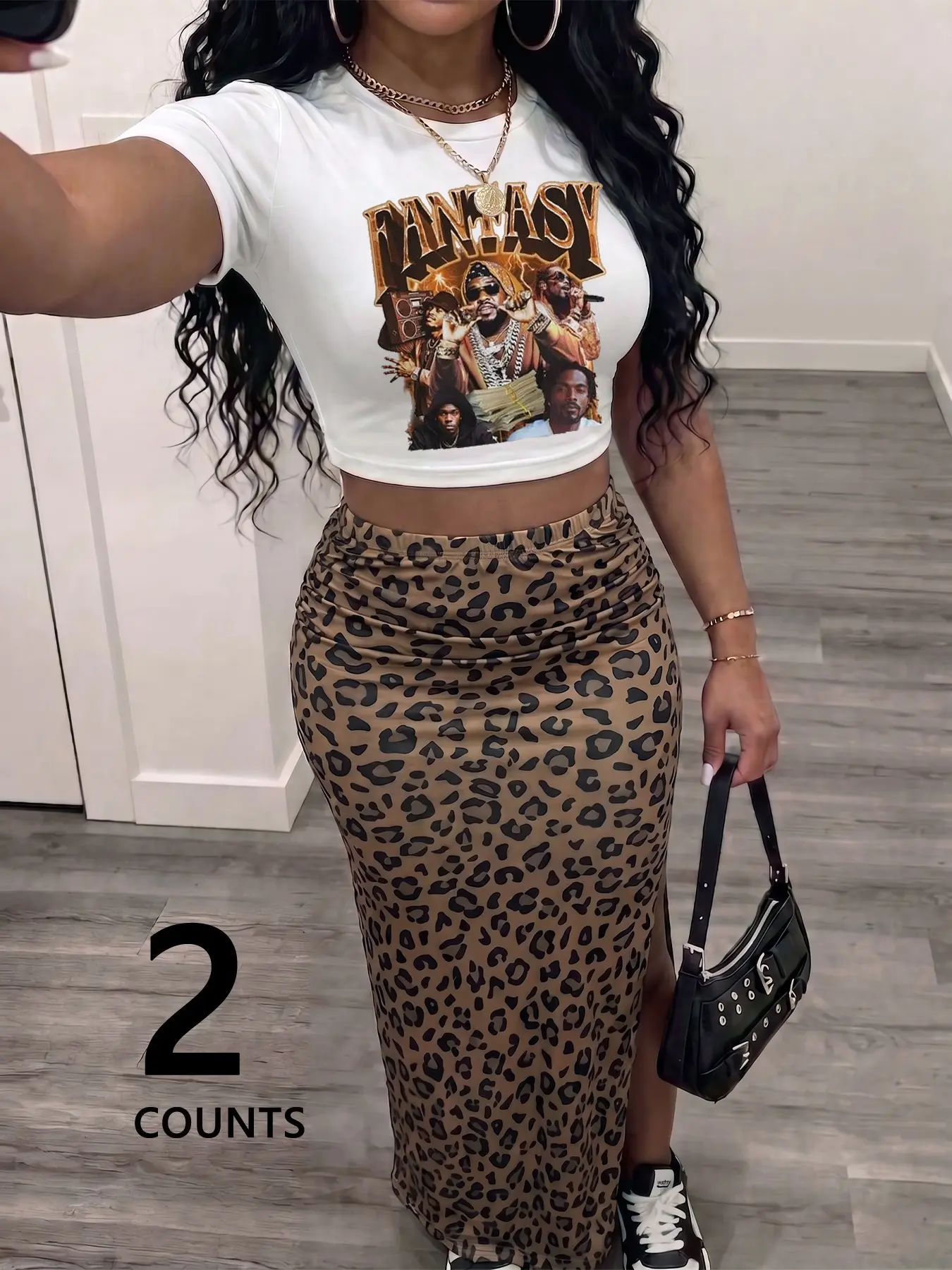 Women's Leopard Print Split Hem Bodycon Skirt, Hip Hugging Skirt, Sexy Slim Fit Spring Fall Dress, Perfect for Parties, Casual and Daily Wear, Ideal Gift Choice