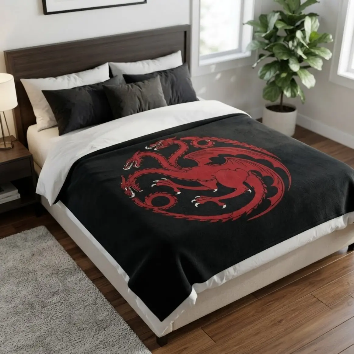 Game Of Thrones Targaryen Dragon Crest Flannel Blanket Soft Lightweight Warm Cozy Baby Blankets And Adult Blankets Throw Blanket For Bedroom Holiday Decor Bed Sofa Office Camping Travel Premium Giftable Blanket For Birthday Halloween Christmas Adult And C