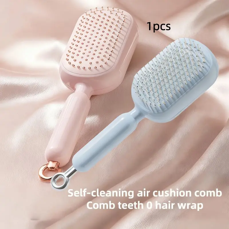 Self-Cleaning Comb with Extendable Brush, One-Button Clean, Anti-Static, Suitable for All Hair Types, Easy to Clean