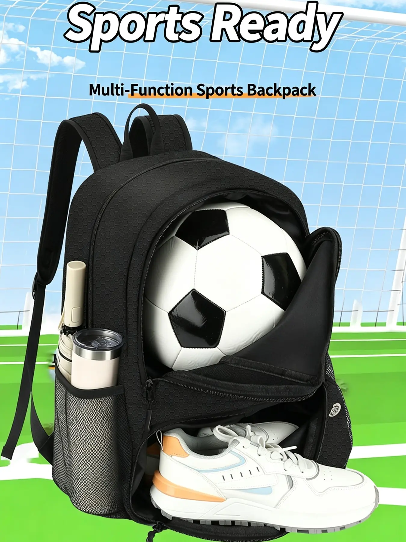 New Waterproof Sports Bag, Dual Shoulder Soccer Backpack, Outdoor Basketball Volleyball Gear, Lightweight Storage, Separate Ball and Shoe Compartments