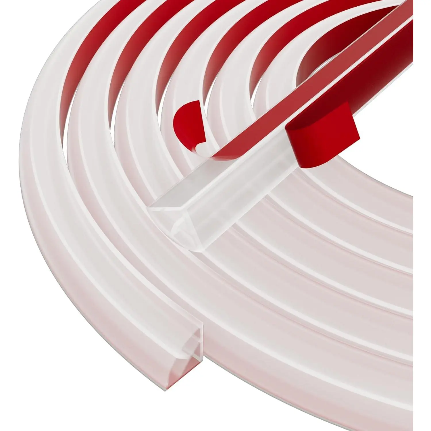 118"Flexible Quarter Round Molding Molding Trim,0.6"W x 0.6"H,Transparent | Peel and Stick  Rubber  Trim for Floor,Tub,Cabinet,Flexible Shoe Molding Around Curved Stairs,Columns and Wall