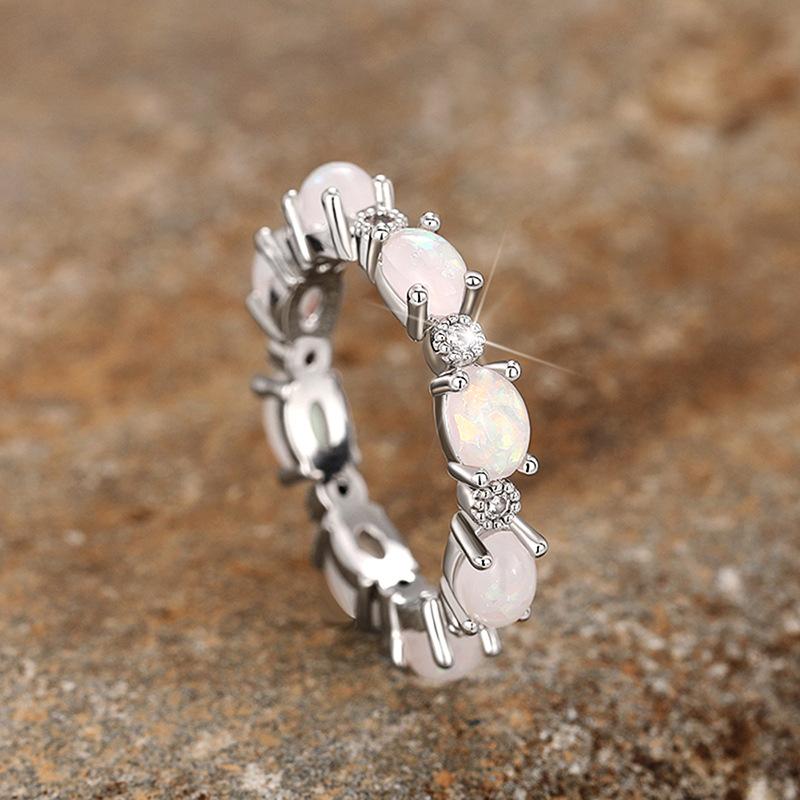 Bestselling Bridal Oval Opal Stackable Ring | Rose Gold Plated Full Eternity Band for Women