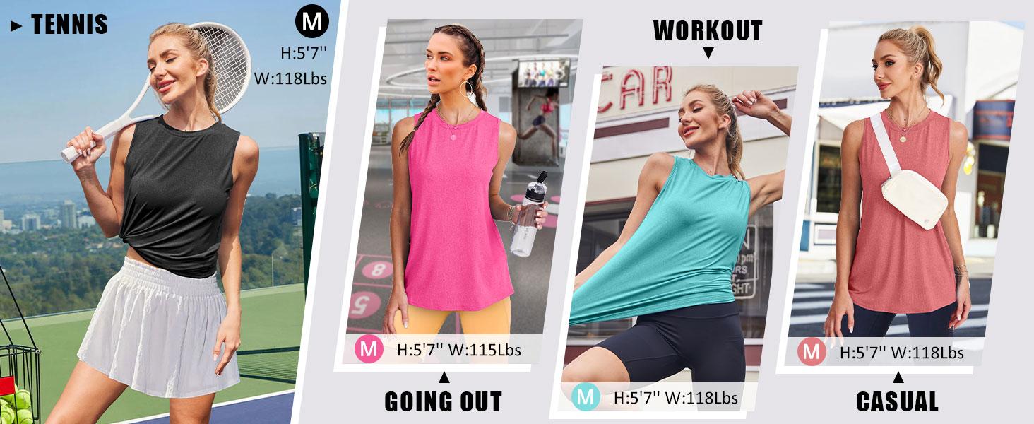 Women's Lightweight Sleeveless Workout Tank Tops Loose Fit for Athletic Running Tennis Yoga