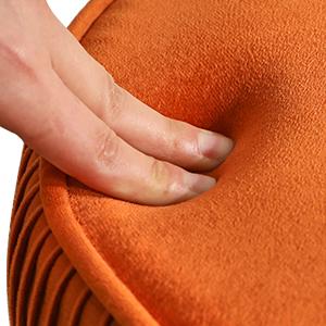 Velvet Round Footrest Stool Ottoman, Makeup Vanity Stool Side Table, Velvet Dressing Table Seat, Pouf Couch Stool, Golden Steel Legs, Orange