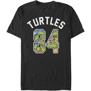 Nickelodeon Men's Turtles 84 Teenage Mutant Ninja Turtles "Turtles 84" Jersey-Style Graphic Tee Retro 1984 Casual Crewneck T-Shirt for TMNT Fans & Nostalgia Lovers
