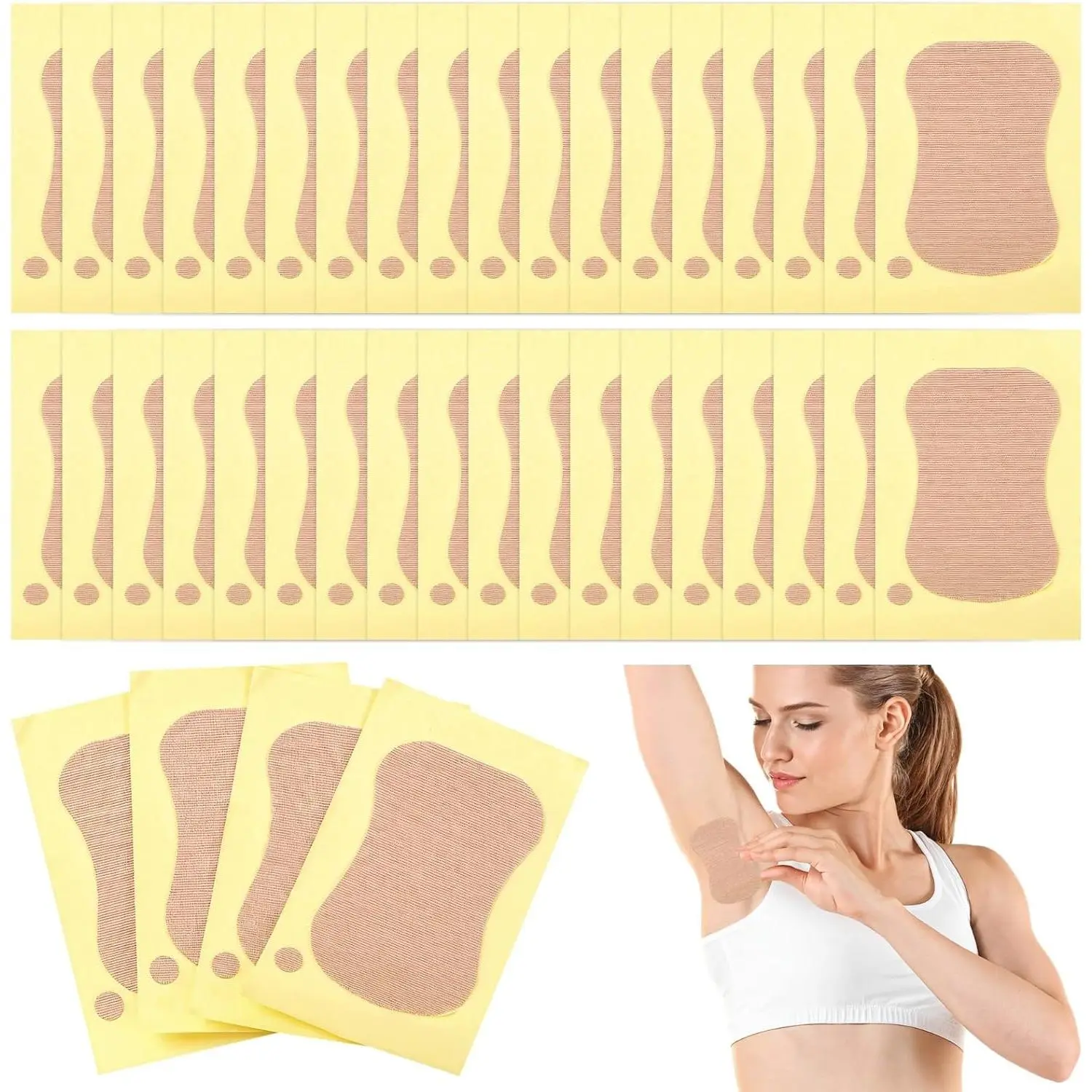 Disposable Cotton Armpit Patches Foot Stickers, Underarm Sweat Pads, Sweat Absorbing Pads, 3 X 4.7 in, 100 Pcs for Sports & Daily Use