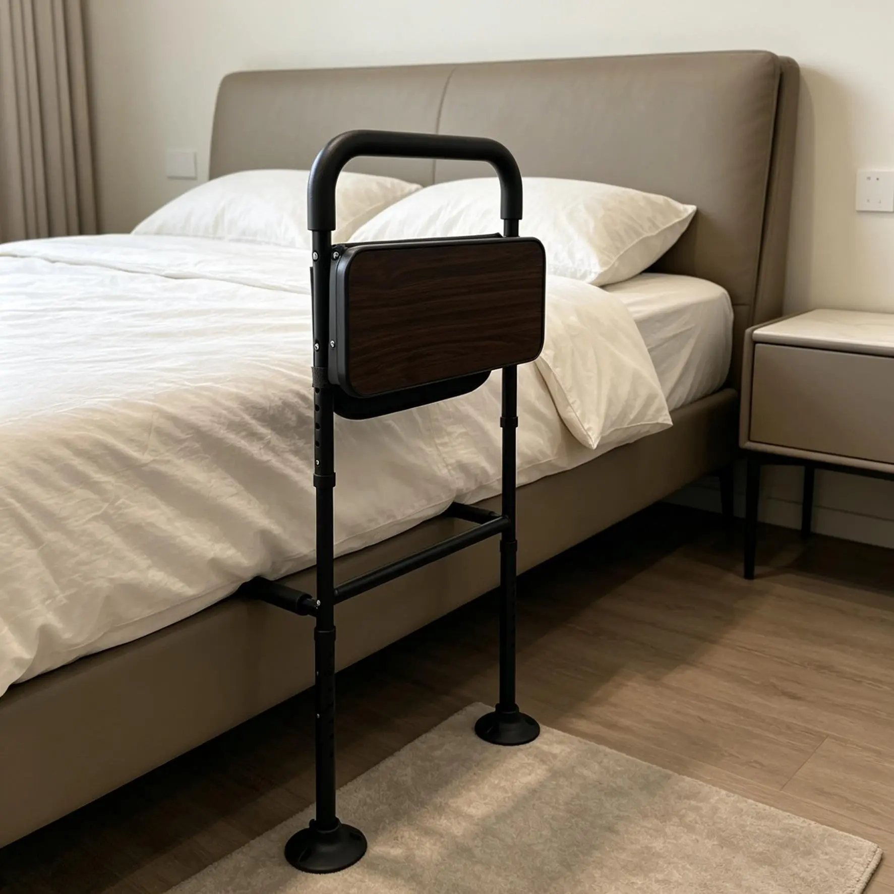 Adjustable Bedside Handrail for Elderly, Safety Fall Prevention, Home Use, with Storage Shelf, Easy-To-Use Bed Assist Device