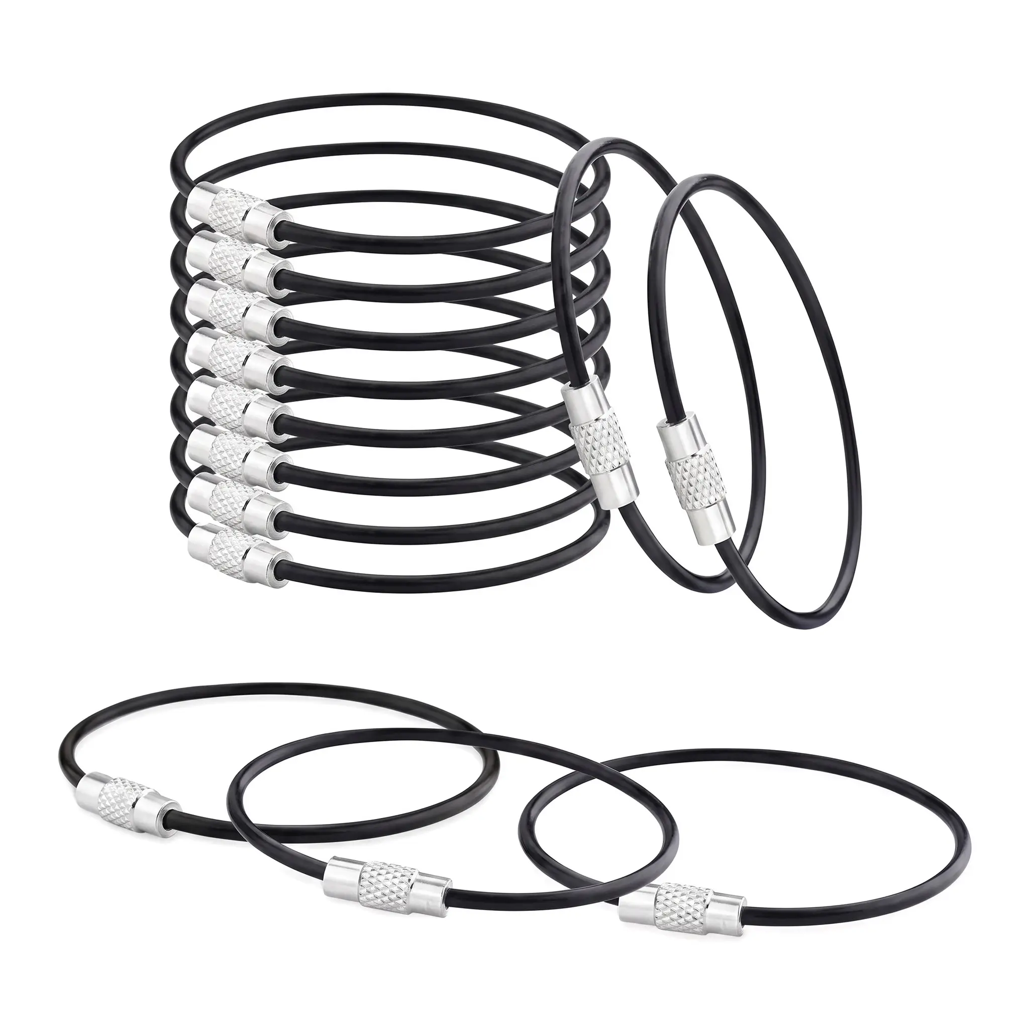 25 Pack Stainless Steel Cable Keyrings 2mm Coated Wire Loops 6 Inch For Keys Luggage Tags Kitchen Utensils Duster Organization