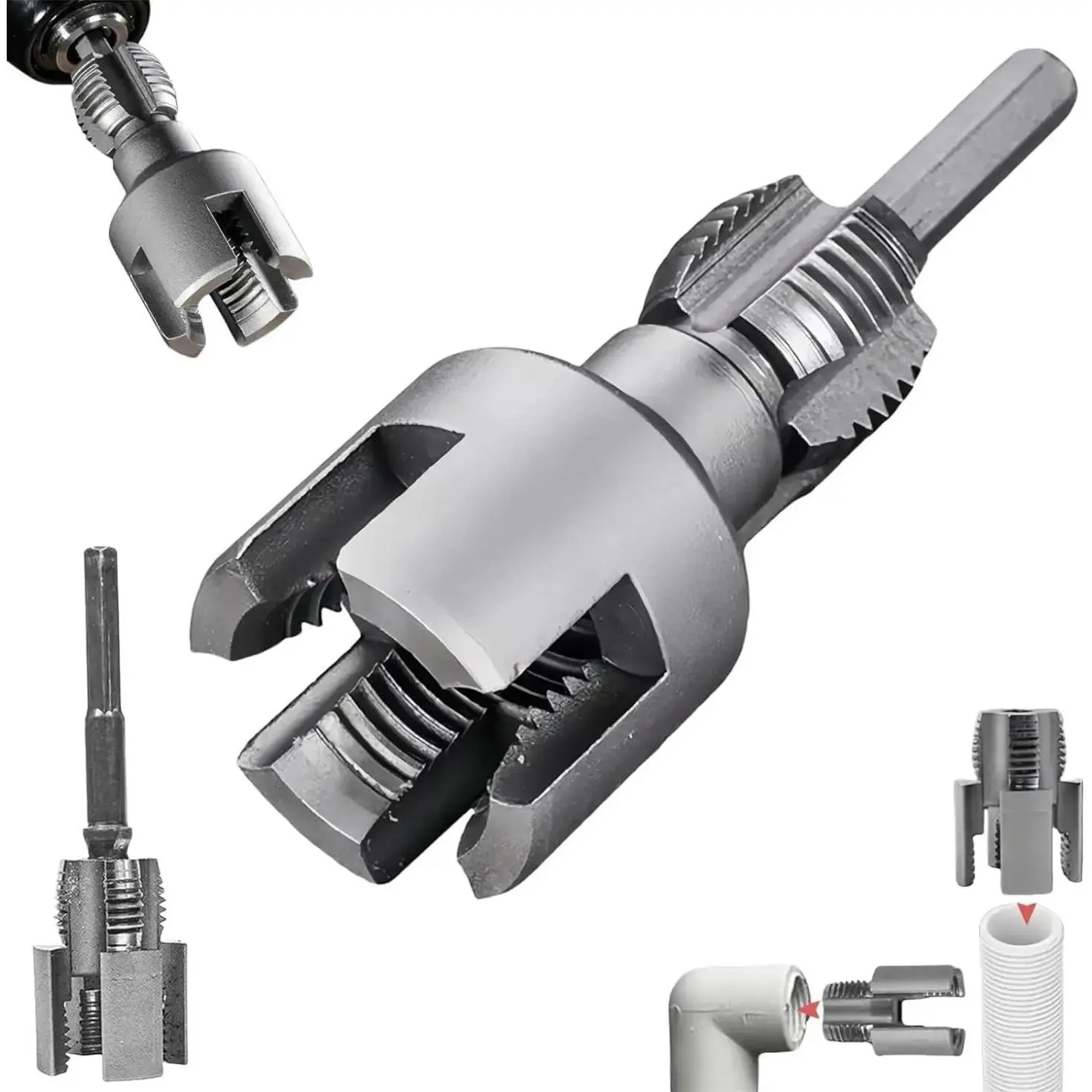 1/2'' 3/4'' PVC Pipe Thread Cutting Tool Integrated Internal & External Pipe Threading Tool Upgrade Pipe Thread Cutting Tool for Plumbing DIY Repairs