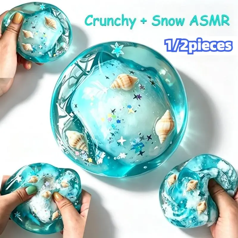 Crunchy Squishy Crispy Blue Ocean Stress Ball Coconut Oil Squeeze Toy Popping ASMR Snow Crunch Balls Relief Sensory Decompress Fidget Toy for Adults
