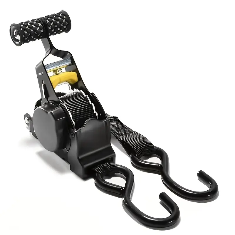 1pcs Heavy-duty Automatic Retractable Ratchet Strap - 11ft S-hook with Padded Handle, 1500 Lbs Working Load Limit Cargo Securer for Lorries, Freight Trailers, Household Appliances