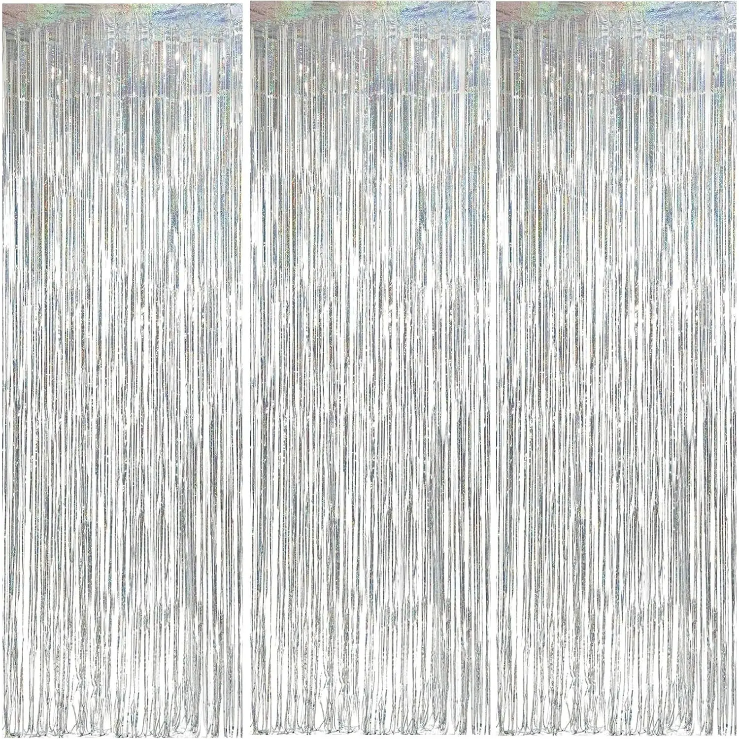 3 Pack Foil Curtain Backdrop 3.3x6.6 ft Tinsel Fringe Curtains for Parties Metallic Streamers Photo Booth Props,Wedding & Birthday,Holiday Decorations Disco,Bachelorette,Door  Decor ()
