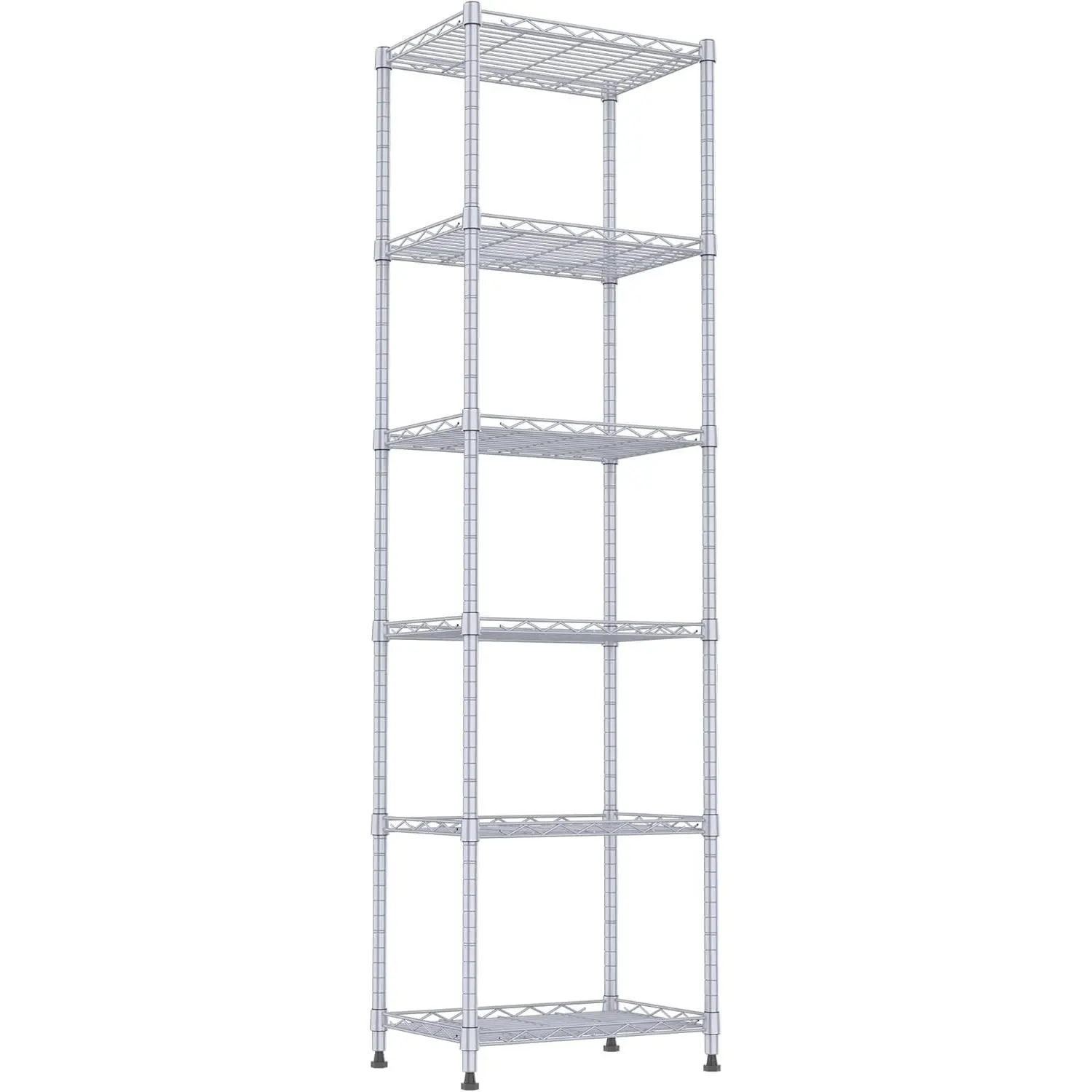 6 Wire Shelving Steel Storage Rack Adjustable Unit Shelves for Laundry Bathroom Kitchen Pantry Closet(Silver, 11.7" D x 16.8" W x 63" H)