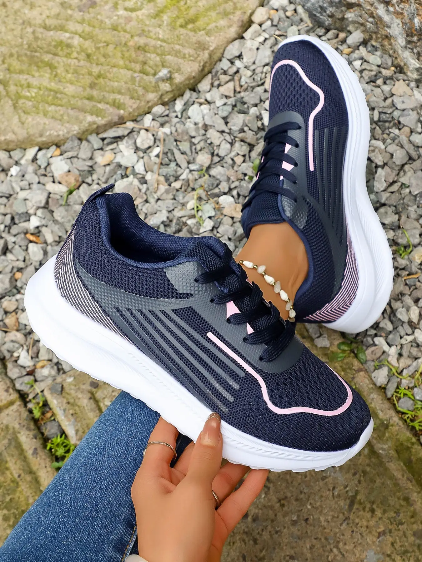 Women's Breathable Mesh Running Shoes, Soft Sole Shock Absorption, Comfortable All-Day Wear, Casual Outdoor Sports Shoes