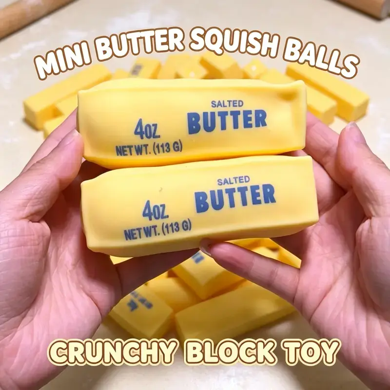 Crunchy Butter Squishy Cheese Sticks Toy,Funny Fidget Toy,Stress Relief Gift,Slow-Rebound Stress Relief Toy Building Blocks,Cute Soft Sensory Toy, Relaxing Desk Toy Squeeze Toy Stress Relief Desk Toy For All Ages