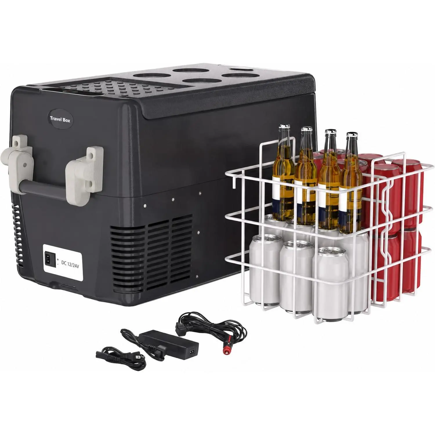Dual Zone Portable Car Refrigerator 42QT/53QT, 12V/24V DC & 110V AC Electric Cooler for Truck RV SUV, Fast Cooling Freezer with Battery Protection, UL Certified Compressor, Camping Road Trip Essential