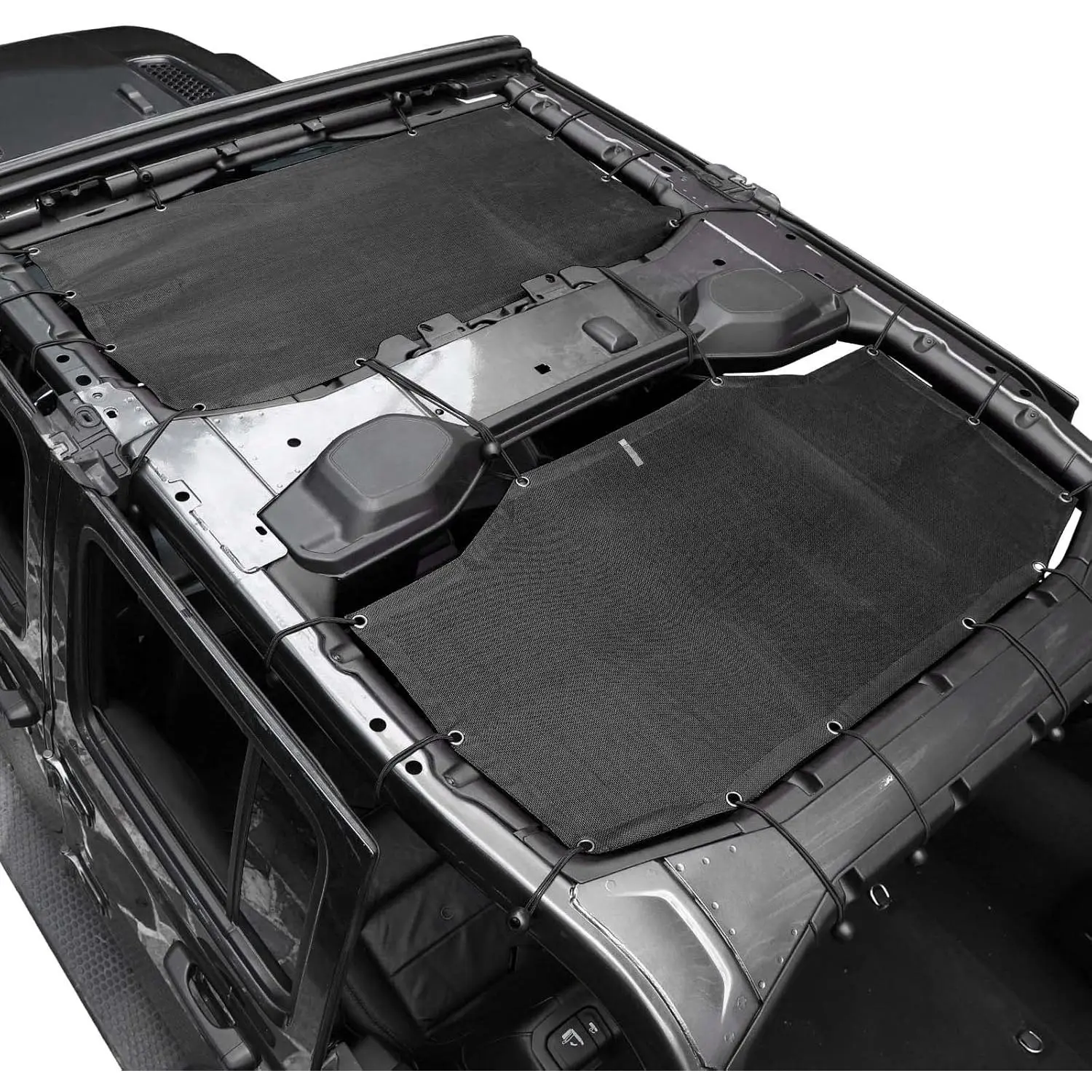 Car Sun Shade Side Window PVC Mesh for Jeep Wrangler 2018-2024 JL Unlimited 4 Door JLU, 2-Piece Double-Stitched Vehicle Sunshade with UV Protection (Front & Rear), Convertible Sunshade Side Window
