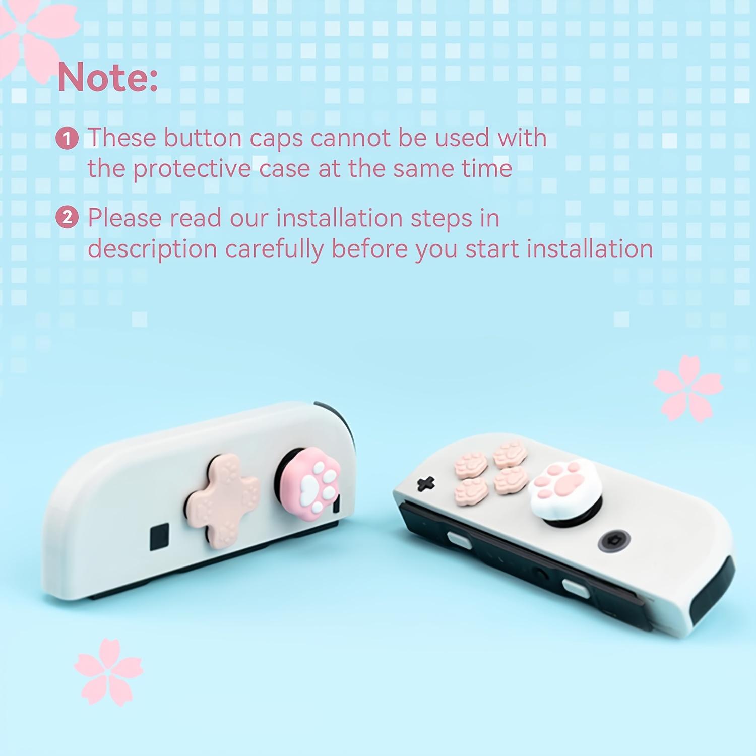 Silicone Cat Paw Button Caps for Switch/OLED Joystick - Pink, Non-Slip Grip, Durable & Washable, Compatible with Switch/OLED Rocker Caps, Cute Cat Paw Design for Enhanced Gaming Experience, Cat Accessories for Switch, Playful Accessory, Soft Texture
