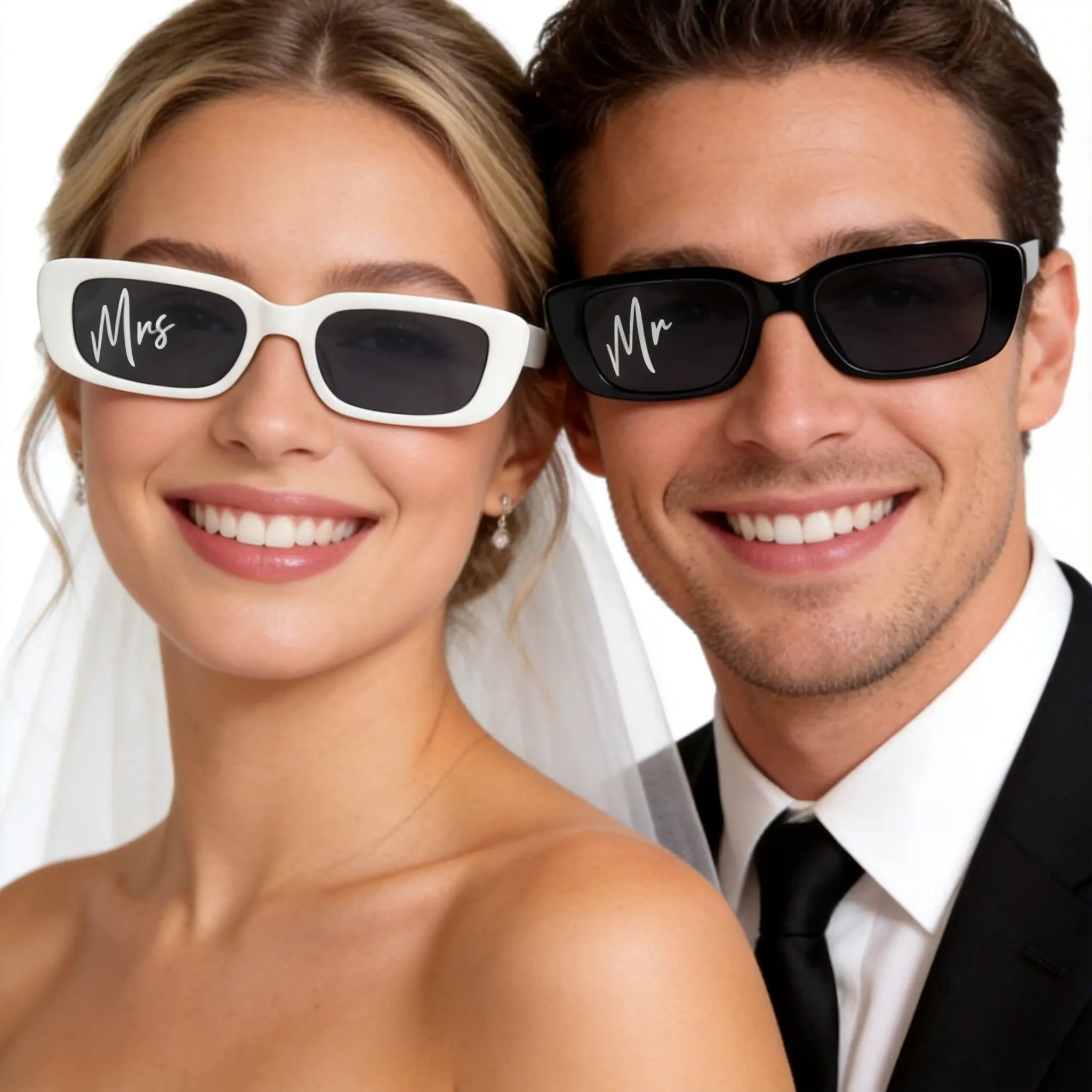 Mr & Mrs Eyeglass Set, Minimalist Modern Couple Style, Frame Mrs + Frame Mr, Wedding Party Props, New Couples Gift