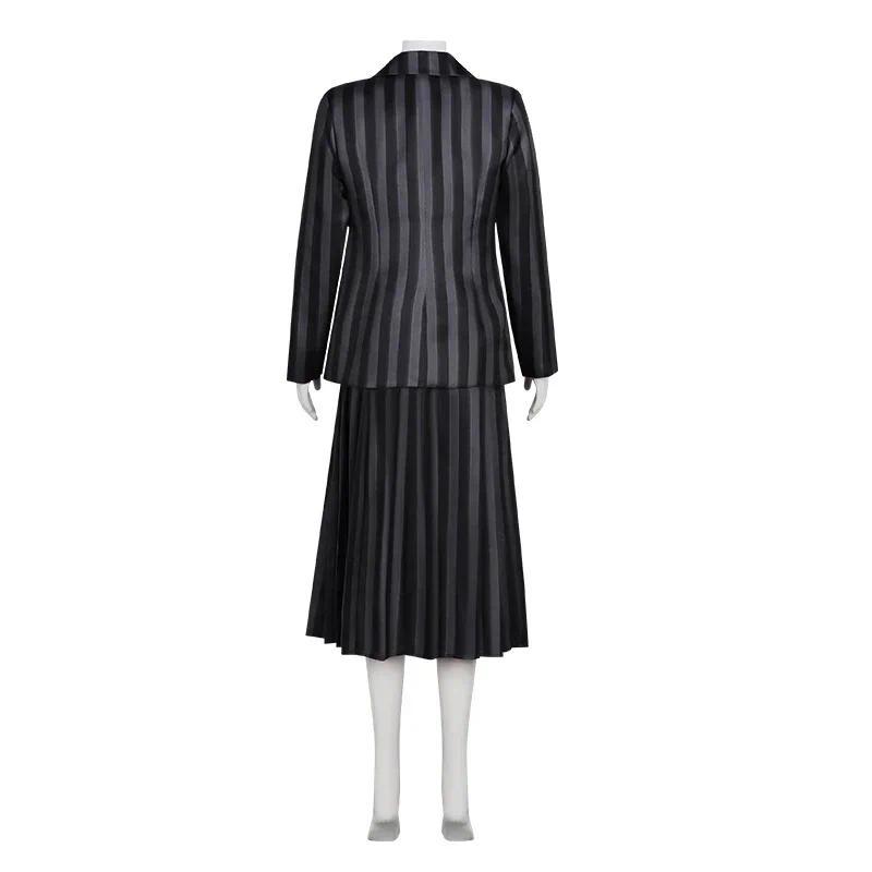 The Addams Family Wednesday Cosplay Costume Girl School Black Uniforms Suit Dress Woman Halloween Party Clothes Wig