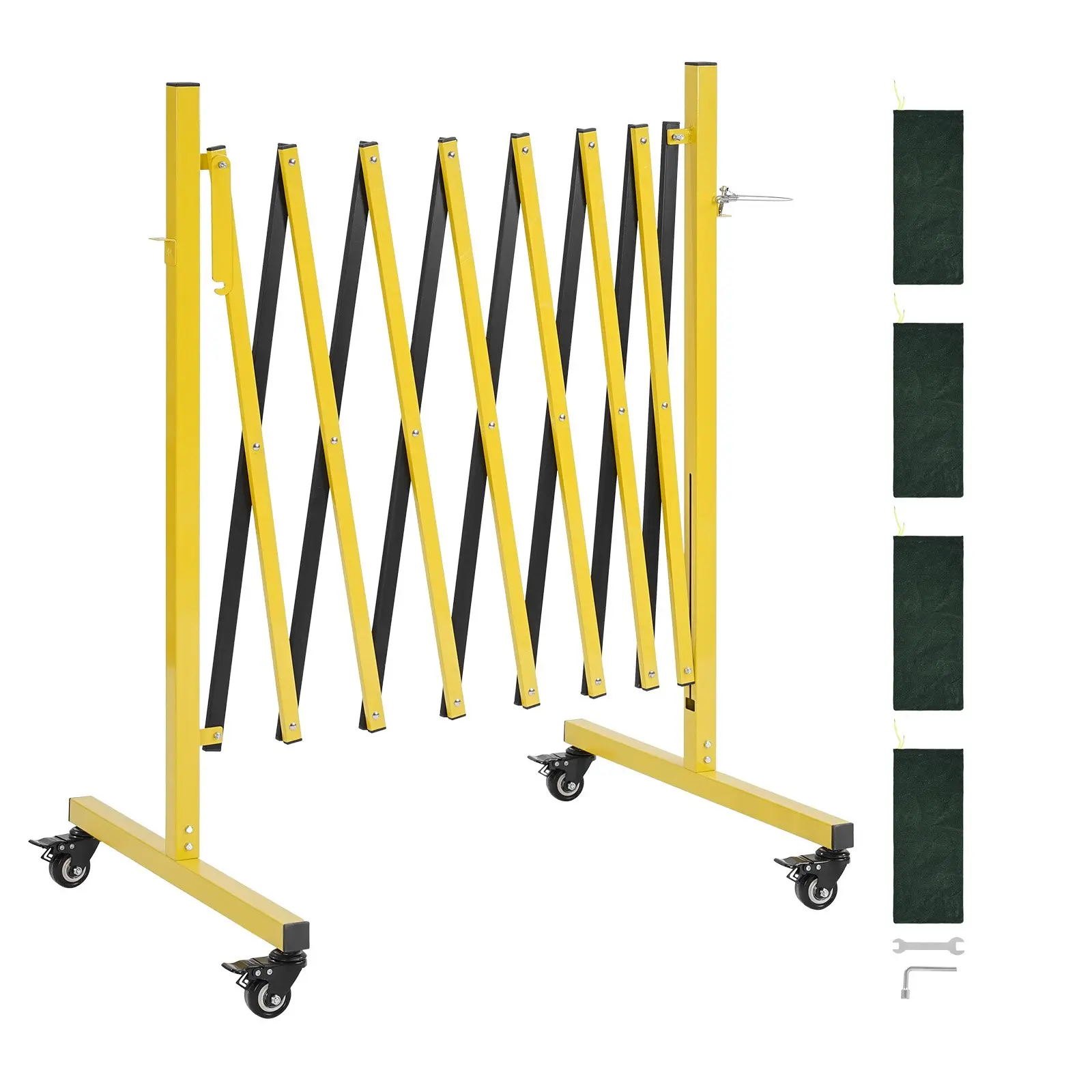 VEVOR Industrial Expandable Folding Security Gate, 12FT Flexible Mobile Gate with Locking Casters, Portable Traffic Fence for Driveway, Warehouse