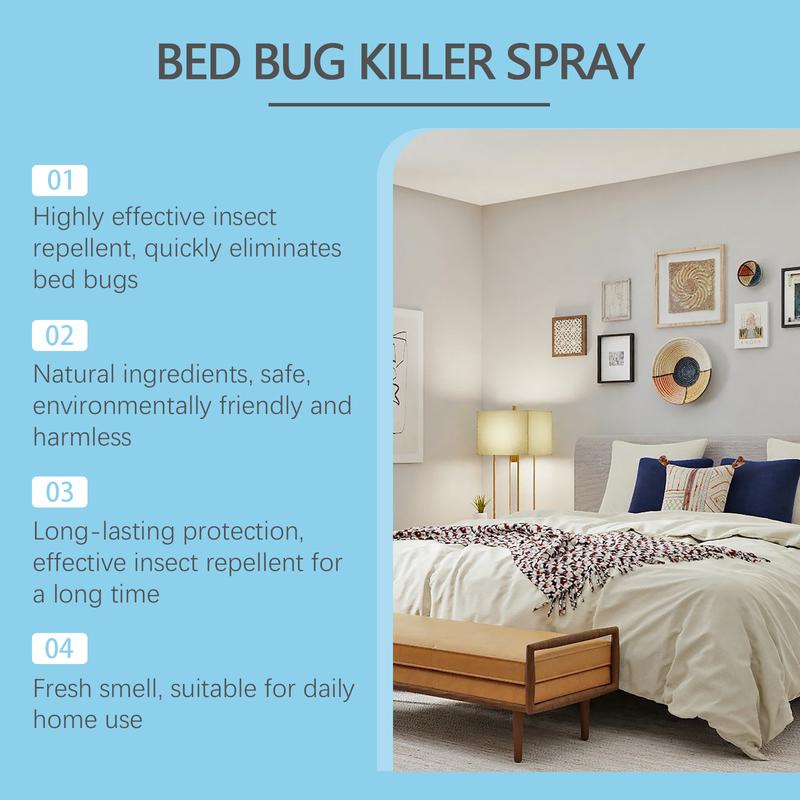 Bed Bug Killer Spray — Kills on Contact & Eggs — Plant-Based, No-Rinse — Safe Around Kids & Pets (when used as directed) — Also for Fleas, Mites, Flies & Mosquitoes