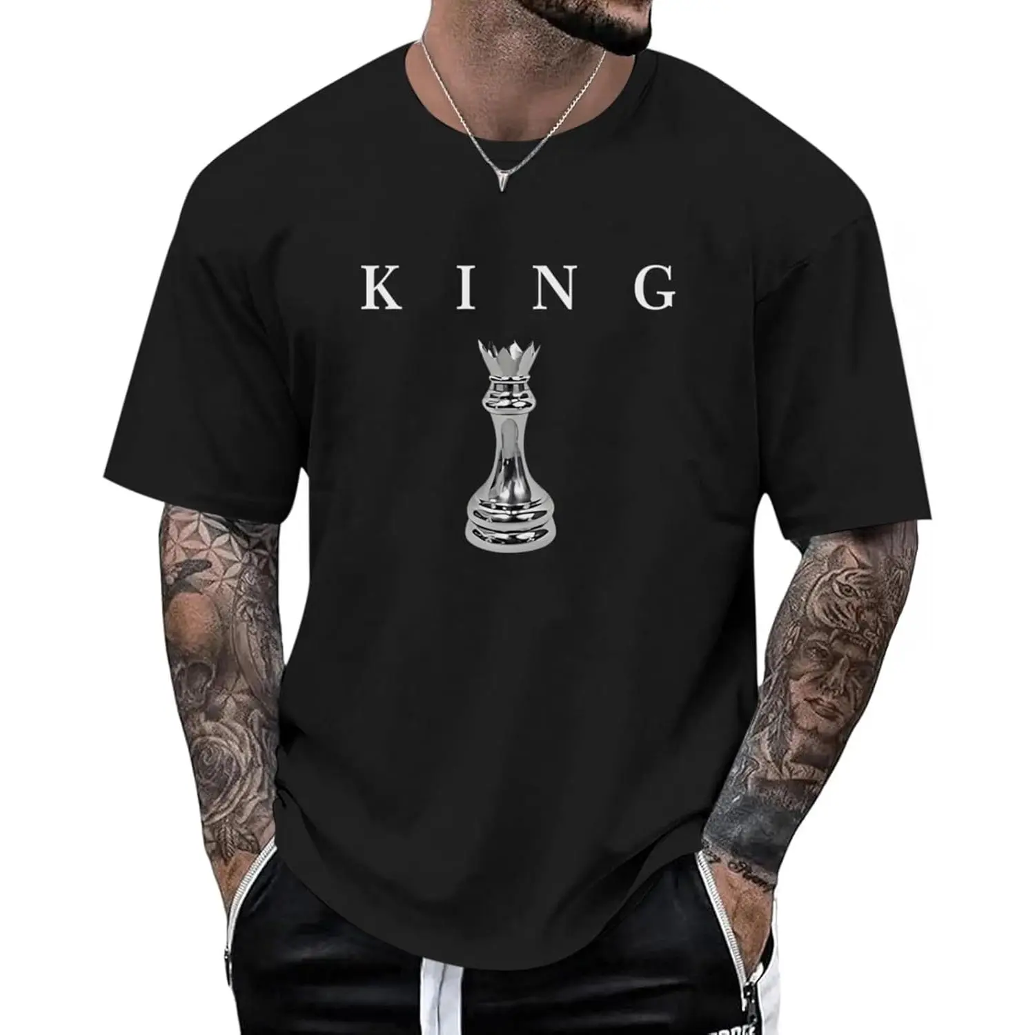 Men's King Chess Shirt Graphic Tees Designer Printed T Shirts for Men Urban Letter T-Shirt Streetwear