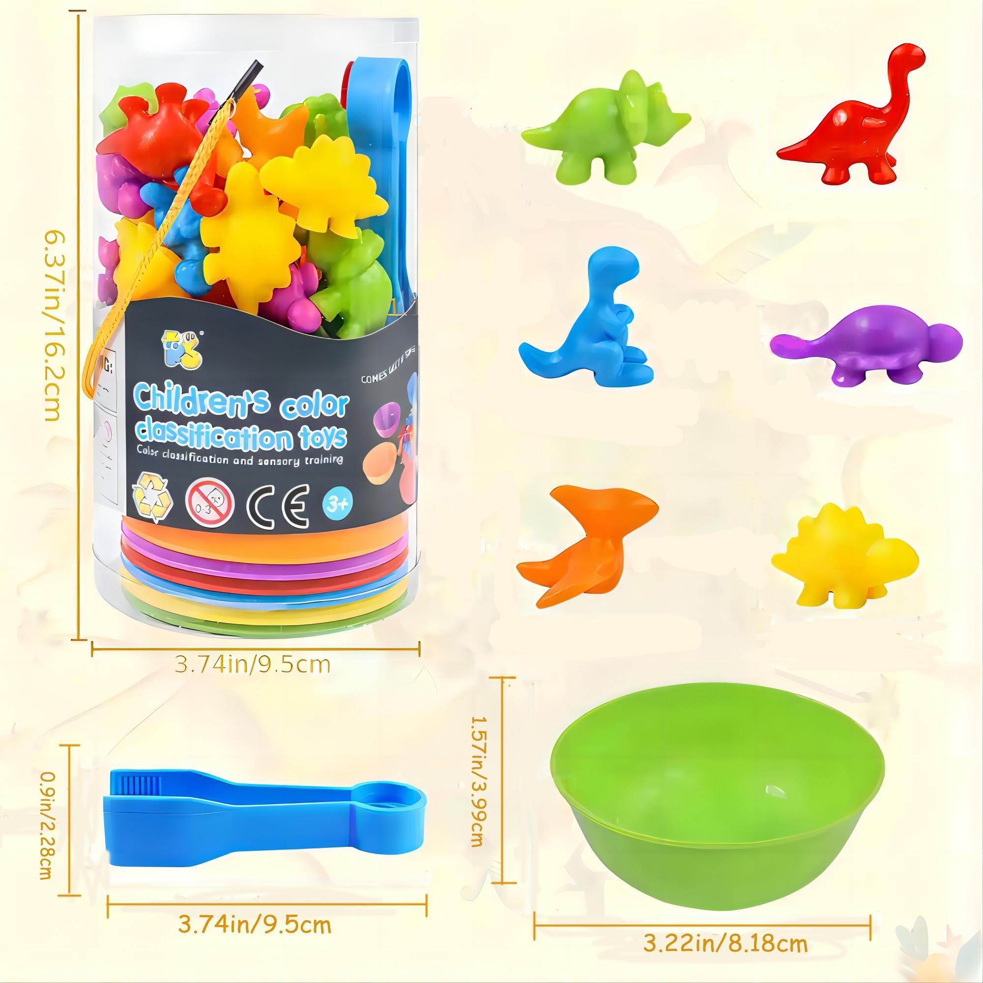 Counting Dinosaur Animals Toys Matching Games with Sorting Bowls Preschool Learning Activities for Math Color Sorting Educational Sensory Montessori STEM Toy Sets for Kids Aged 3+ Years Old Boys Girls, Back to school, exchange gift
