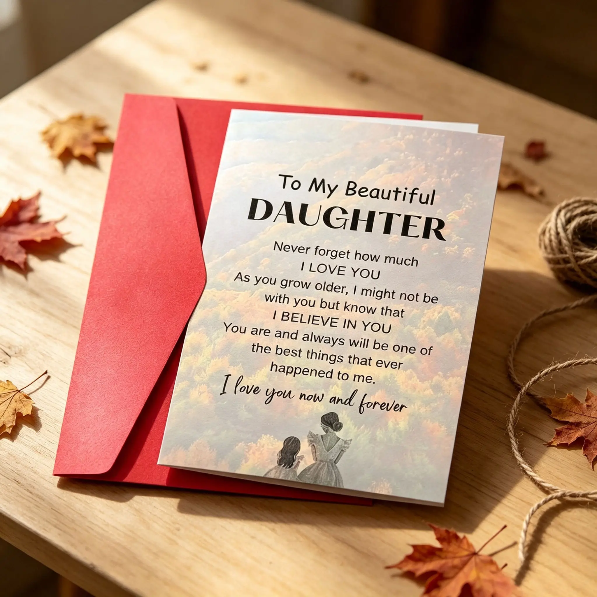 Handmade Daughter Birthday Card, High-Quality Greeting Card with Envelope, 4.92x6.89 Inches, Perfect for Family and Friends