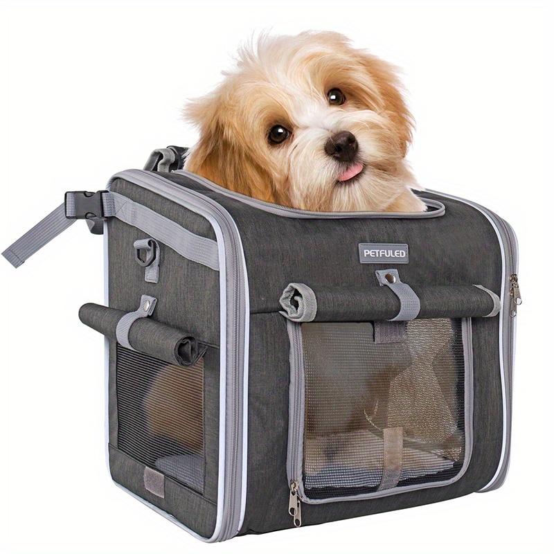 15 Lbs Expandable Soft-Sided Pet Carrier Backpack - 4 Open Doors, Collapsible, Quick Release Dog Bike Seat, 4 Mesh Windows, Ventilated, Reflective, Durable, Easy to Install, Portable Dog Bike Basket for Small Dogs, Cats, Puppies