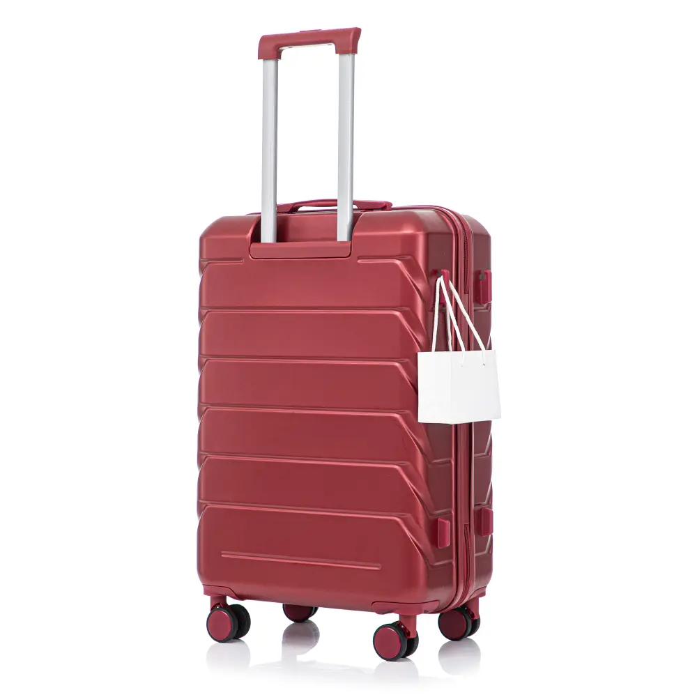 28 Inch ABS Hard Shell Large Travel Checked Luggage - Scratch Resistant Surface Four Multi-Directional Wheels,  With Combination Lock and Side Hooks .(WINE RED)