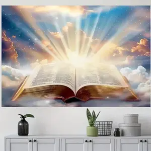 Bible Sunset Light of Wisdom Church Backdrop Banner Polyester Religious Photography Background Tapestry Jesus Christ Easter Video Studio Prop Indoor Outdoor Supplies