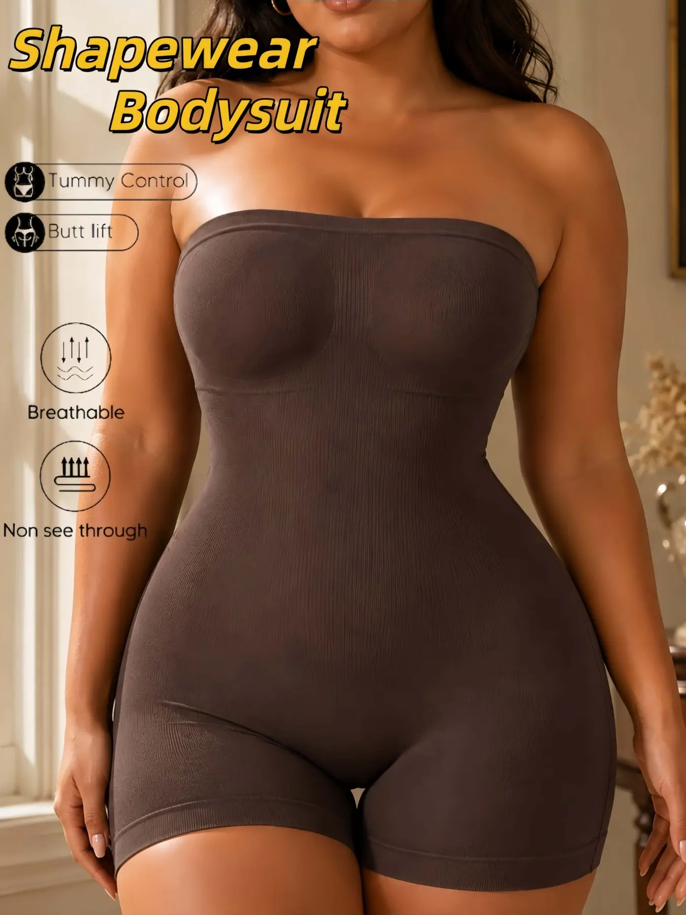1 Count Women's 360° Pressurization Body Shaperwear, Compress Shapewear, Fajas, Smooth, Strapless Seamless Shapewear, Butt Lifting & Tummy Control Shapewear Bodysuit, Soft Breathable 4-Way Stretch Bodysuit, Ideal For Formal Wear