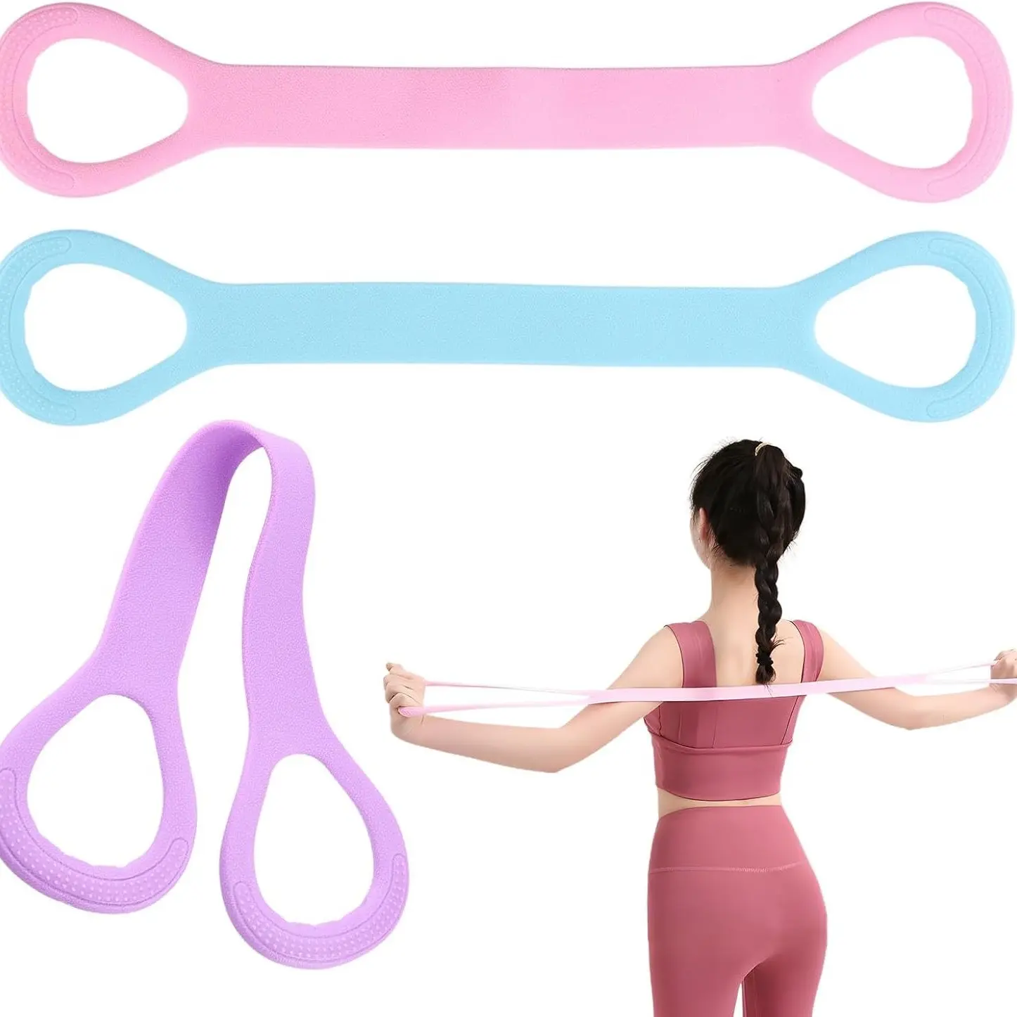 8-Shape Resistance Band, Arm/back/shoulder Training, Elastic Stretch Fitness Band, 19.7-Inch, Ideal for Chest Expansion, Yoga, Workout, Stretch Exercise Bands