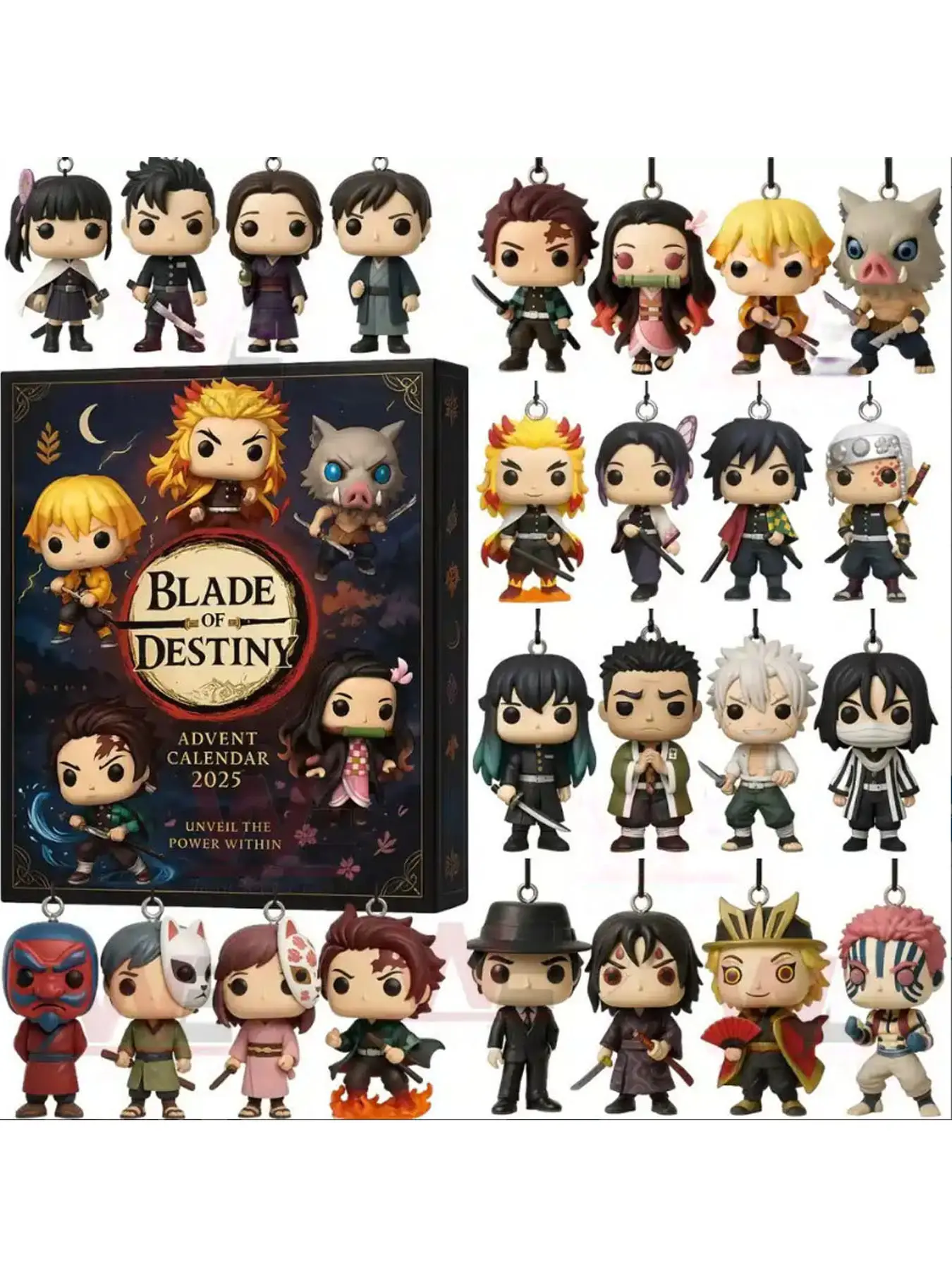 2026 Demon Slayer Christmas Countdown Calendar, Cartoon Figure PVC Toy, Kids Gift, Anime Merchandise, Fall & Winter Seasonal Item