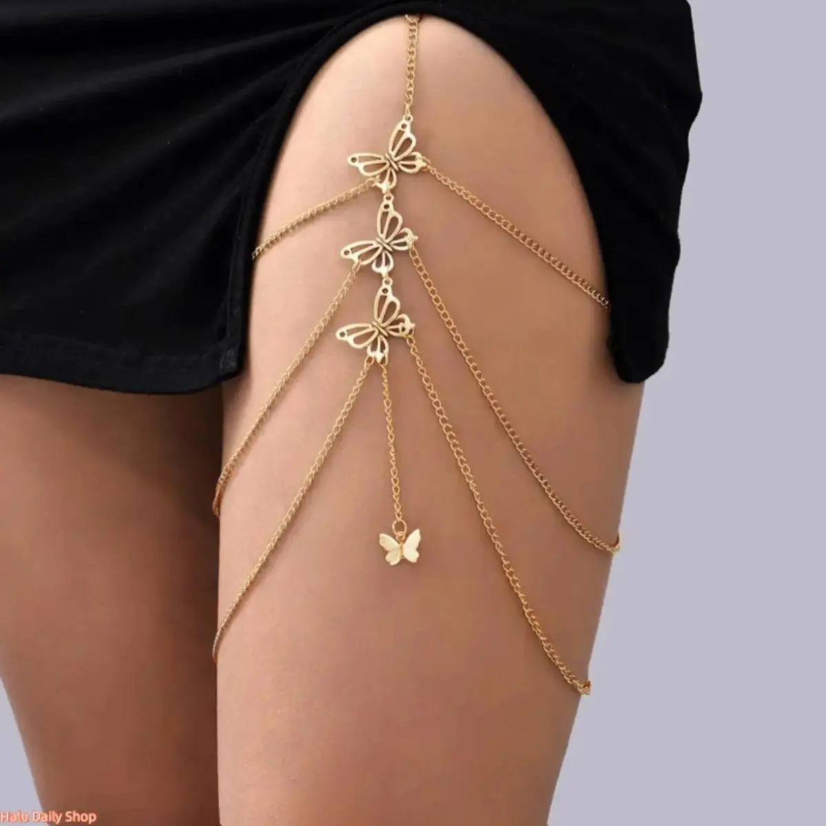 Women’s Butterfly Thigh Chain, Layered Zinc Alloy Body Jewelry with Adjustable Fit and Delicate Butterfly Design, Elegant Leg Accessory for Parties, Festivals and Daily Wear
