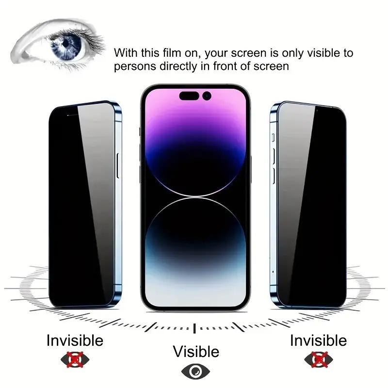 HD Privacy Anti Spy Tempered Glass Screen Protector 3 Pack for iPhone Series Full Coverage Black Edge Anti Scratch Oil Repellent High Definition Clear Protection