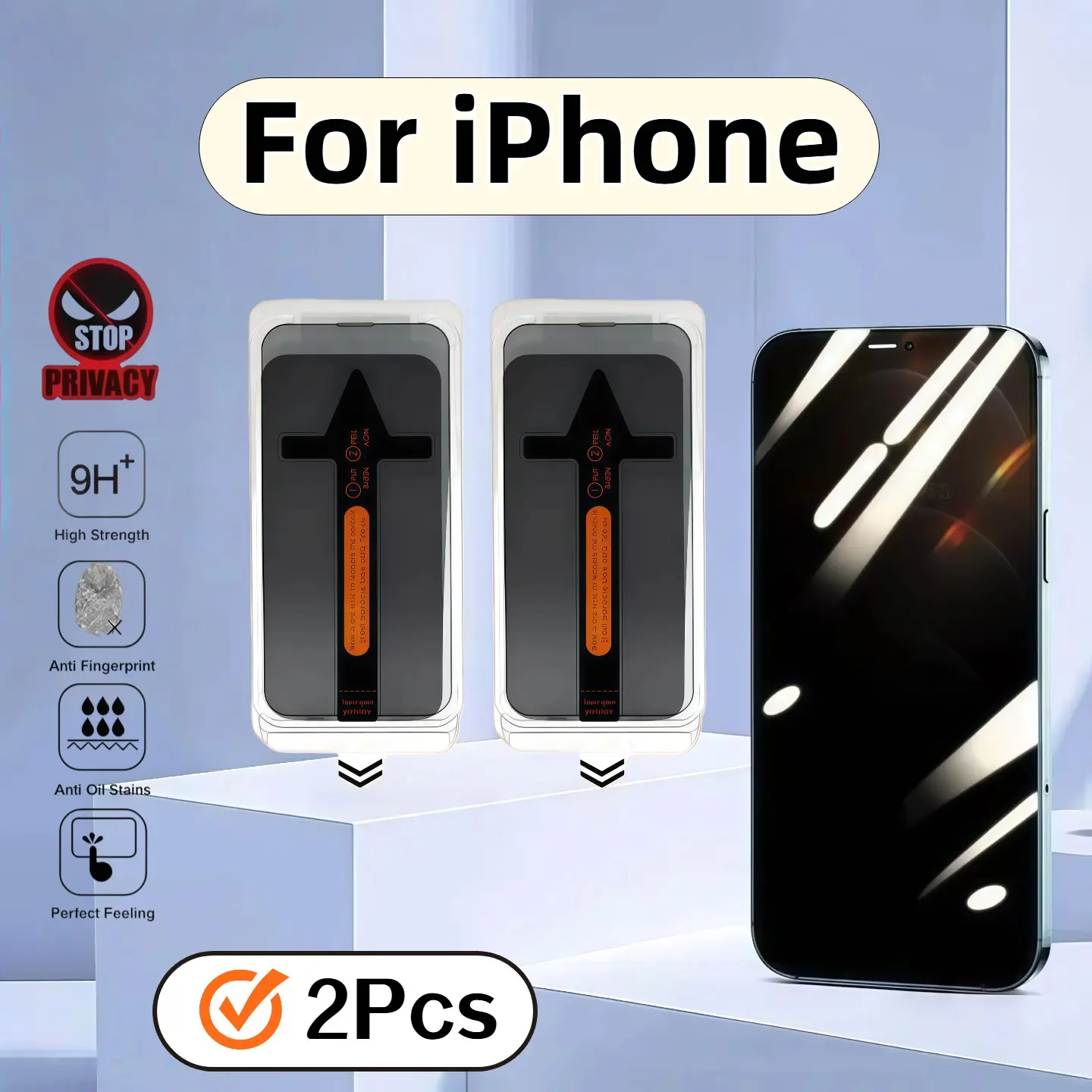 2-Pack Anti-Spy Screen Protector for Apple iPhone 17-11, Full Coverage, Privacy Protection, Bubble-Free, Easy Installation, Durable