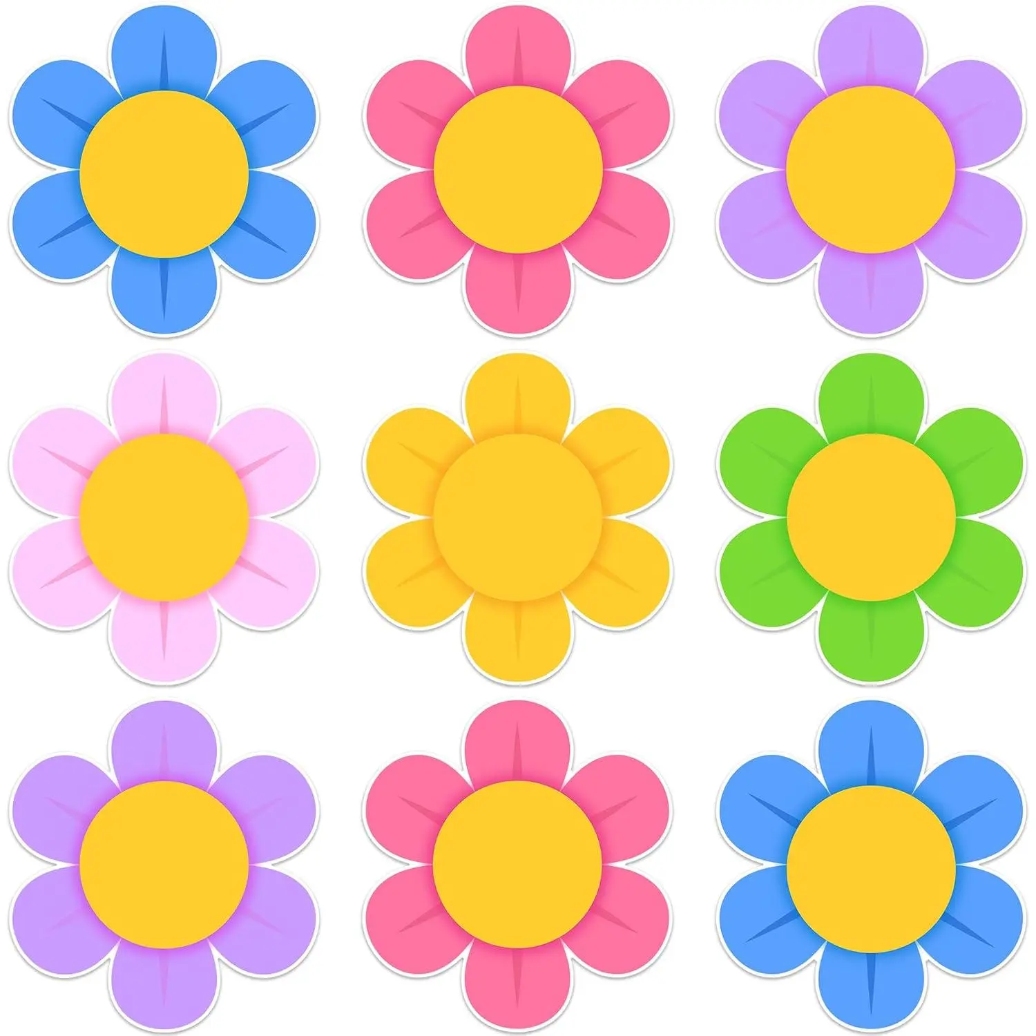 60 count Spring Flower Cutouts for Bulletin Board Decoration, Floral Paper Cut-Outs Flower Name Plates for Spring Easter   to School Classroom Bulletin Board Decorations